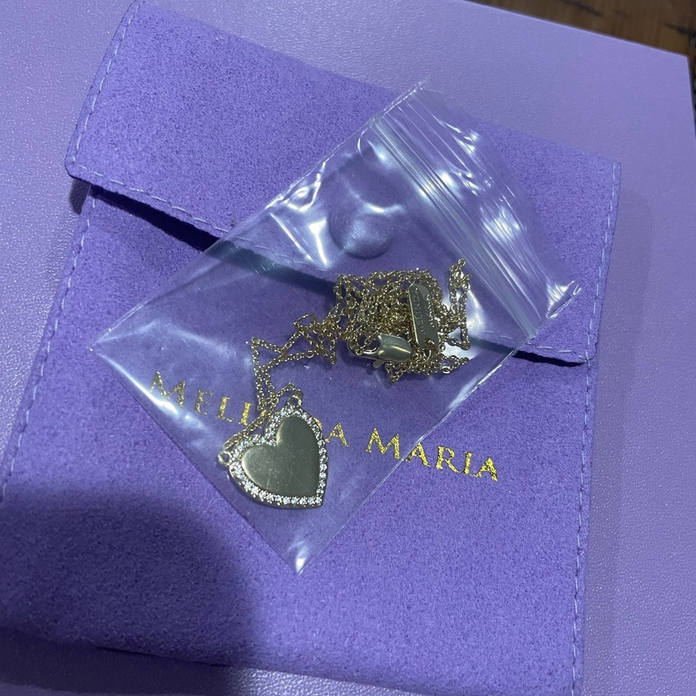 You have my heart pavé necklace small gold melinda maria